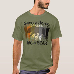 Camiseta Orgulho de Urso Gay Grunge Salve um Cavalo Monte u