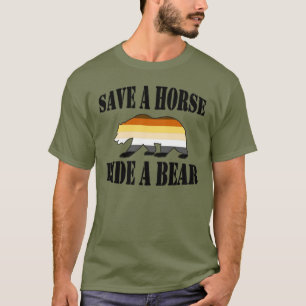 Camiseta Orgulho de Urso Gay Salve um Cavalo Monte um Urso