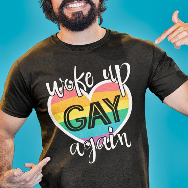 Camiseta Orgulho divertido mês lgbt acordou gay novamente (Criador carregado)