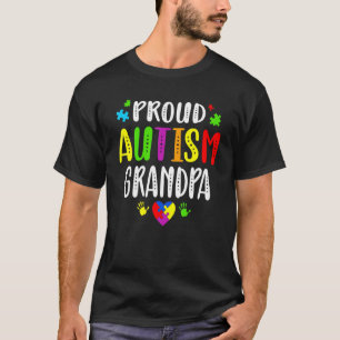 Camiseta Orgulho do Autismo Conscientização do Avô Mão Cora