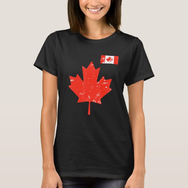 Camiseta Orgulho do Canadá - Folha de Maple Canadense e Ban (Frente)
