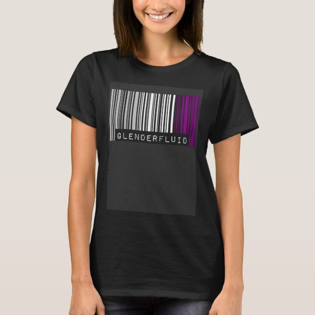 Camiseta Orgulho do Código de Barras Assexual Genderfluid F (Frente)