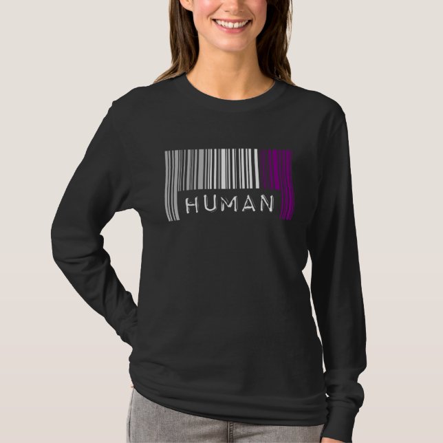 Camiseta Orgulho do Código de Barras Assexual Humano Fofo E (Frente)