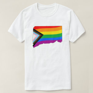 Camiseta Orgulho do Estado de Connecticut Progresso LGBTQ O