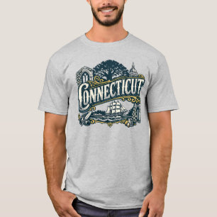 Camiseta Orgulho do Estado de Connecticut Vintage Carvalho