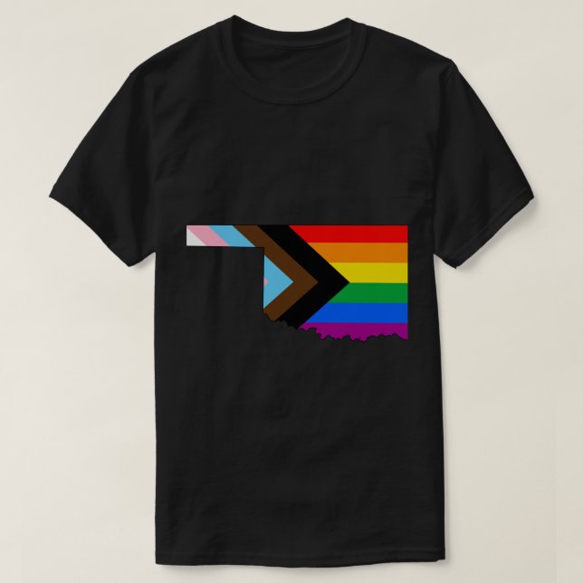 Camiseta Orgulho do Estado de Oklahoma LGBTQ Progress Pride (Frente do Design)