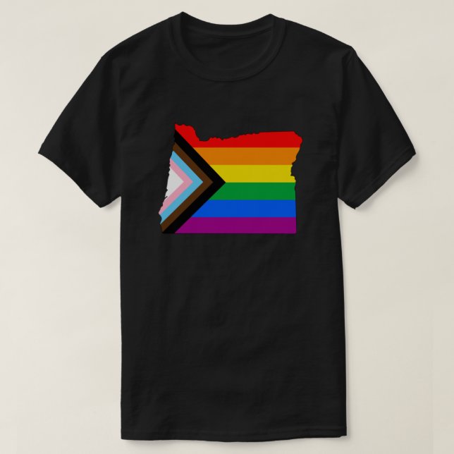 Camiseta Orgulho do Estado de Oregon LGBTQ Progress Pride (Frente do Design)