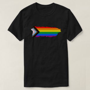 Camiseta Orgulho do Estado de Porto Rico LGBTQ Progresso Or
