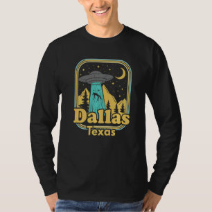 Camiseta Orgulho do Estado Retro Dallas Texas Ufo Alien Ano
