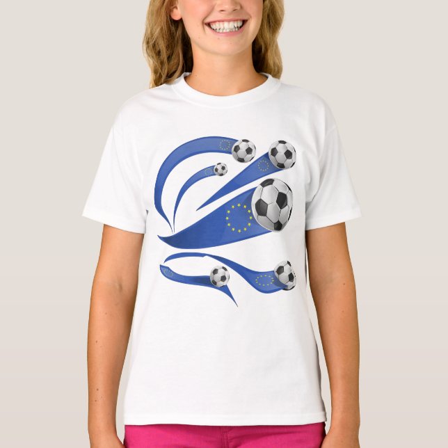 Camiseta Orgulho do Futebol Europeu Swoosh Dinâmico e Estre (Frente)