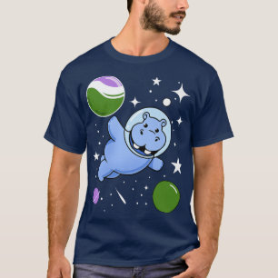 Camiseta Orgulho do Genderqueer do Astronauta Hippo