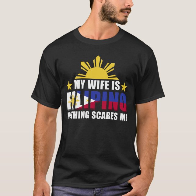 Camiseta Orgulho do marido Namorado Filipino Esposa Filipin (Frente)