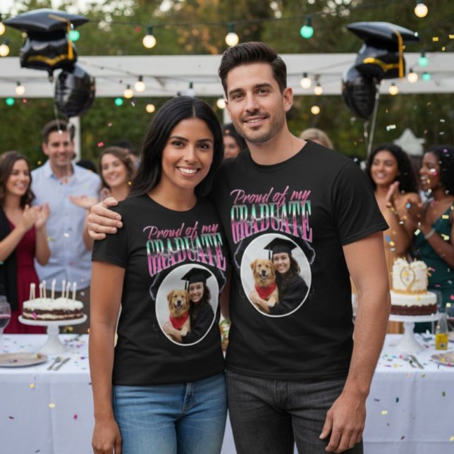 Camiseta Orgulho do meu formando Foto Personalizada Chrome  (Proud of my graduate Custom Photo Cheesy Chrome T-Shirt.)