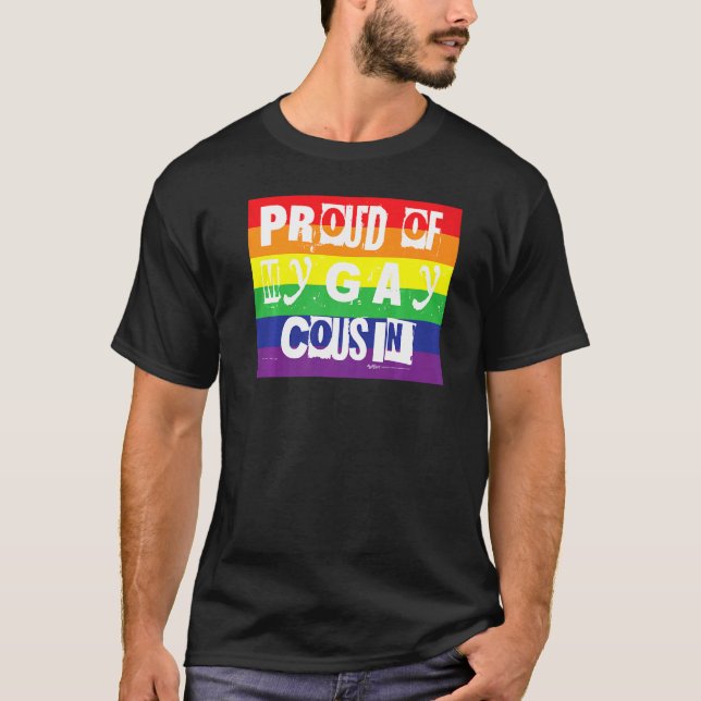 Camiseta Orgulho Do Meu Gay Primo Orgulho gay Rainbow Palav (Frente)