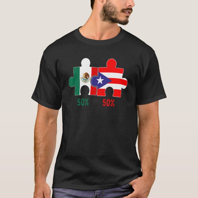 Camiseta Orgulho do Patrimônio do Porto Rico E Mexicano DNA (Frente)