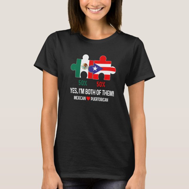 Camiseta Orgulho do Patrimônio do Porto Rico E Mexicano DNA (Frente)