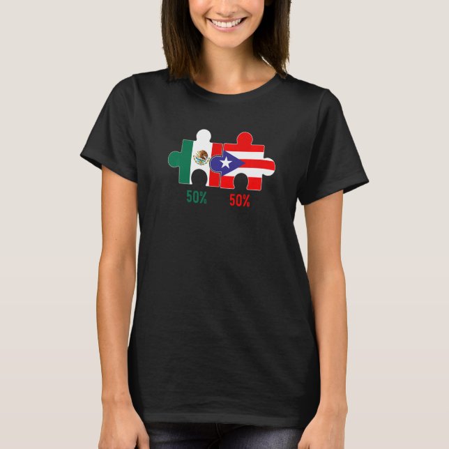 Camiseta Orgulho do Patrimônio do Porto Rico E Mexicano DNA (Frente)