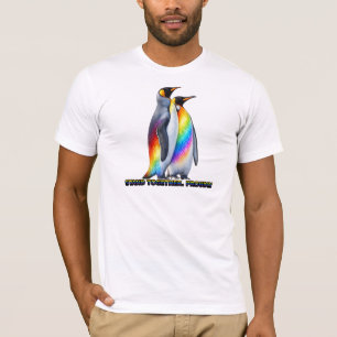 Camiseta Orgulho do Pinguim Arco-íris Fica Junto