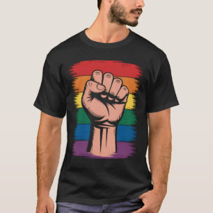 Camiseta Orgulho do Punho Levantado Arco-íris Direitos Apoi