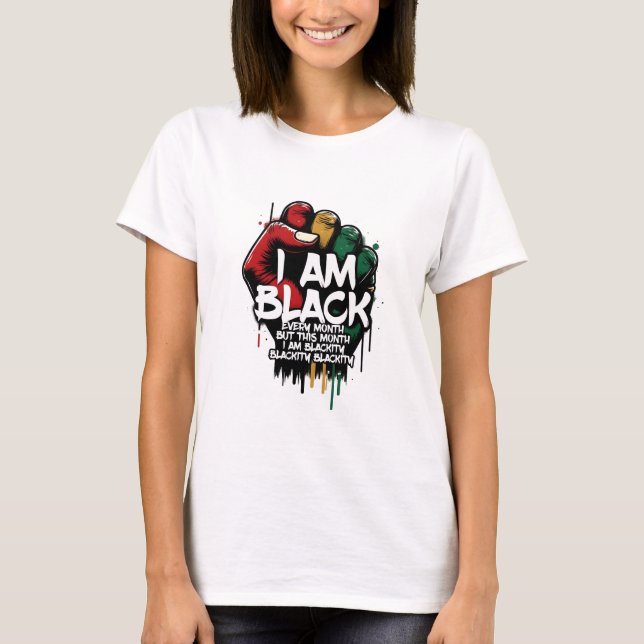 Camiseta Orgulho do Punho Negro Poderoso Grafite Pan-Africa (Frente)