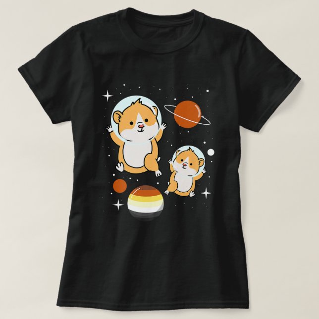 Camiseta Orgulho do Urso Gay do Astronauta de Hamster (Frente do Design)