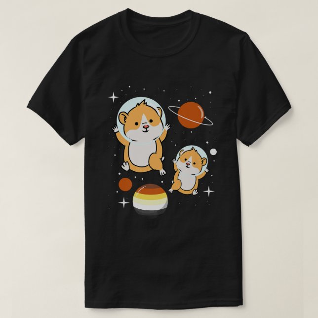 Camiseta Orgulho do Urso Gay do Astronauta de Hamster (Frente do Design)
