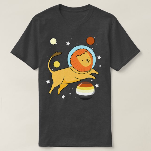 Camiseta Orgulho do Urso Gay do Astronauta do Leão (Frente do Design)