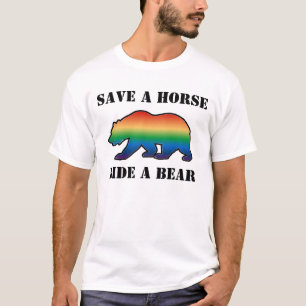 CAMISETA ORGULHO DO URSO GAY SALVE UM CAVALO MONTE UM URSO