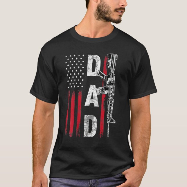 Camiseta Orgulho dos Direitos do Arma do Pai Ar 15 American (Frente)