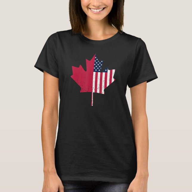 Camiseta Orgulho dos Estados Unidos Maple Leaf Canada Flag  (Frente)