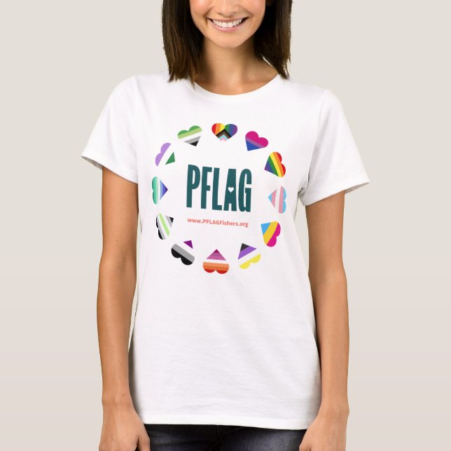 Camiseta Orgulho dos pescadores do PFLAG - logotipo teal -  (Frente)