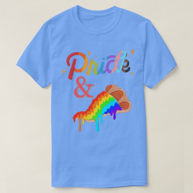 Camiseta Orgulho e Pizza Gay Lésbica Arco-Íris Lgbt Lgbtq F (Frente do Design)