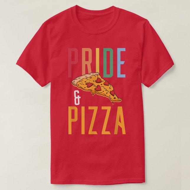 Camiseta Orgulho e Pizza - LGBT Orgulho gay Arco-íris LGBTQ (Frente do Design)