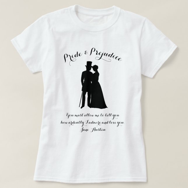Camiseta Orgulho E Preconceito Citação de Jane Austen (Frente do Design)