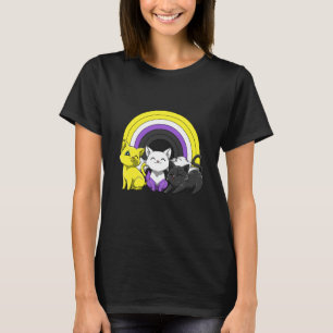 Camiseta Orgulho enby Arco-íris LGBTQ Gatos Não Binários Ma