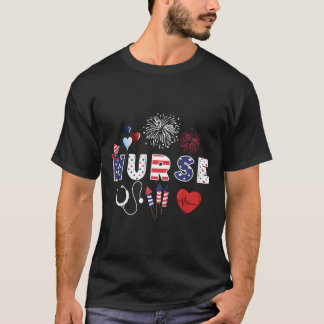 Camiseta Orgulho Enfermeira EUA Bandeira Estetoscópio Enfer