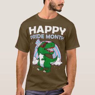 Camiseta Orgulho Feliz Mês LGBT-Q Dinossauro Orgulho Transg