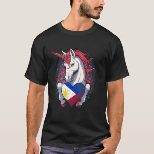 Camiseta Orgulho Filipino Raízes Pinoy Coração Bandeira das