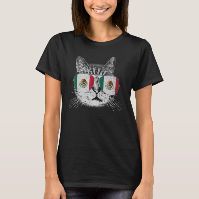 Camiseta Orgulho Gato do País de Bandeira do México (Frente)