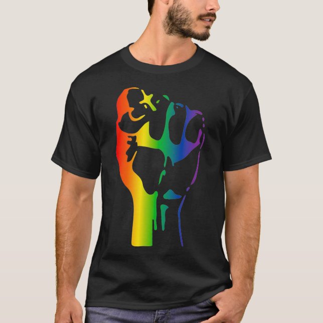 Camiseta Orgulho gay Arco-Íris Arranque Resistente à Resist (Frente)