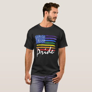 Camiseta orgulho gay Arco-Íris Sinalizador Negro T-Shirt