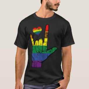 Camiseta Orgulho gay ASL - Linguagens de sinais LGBT Defici
