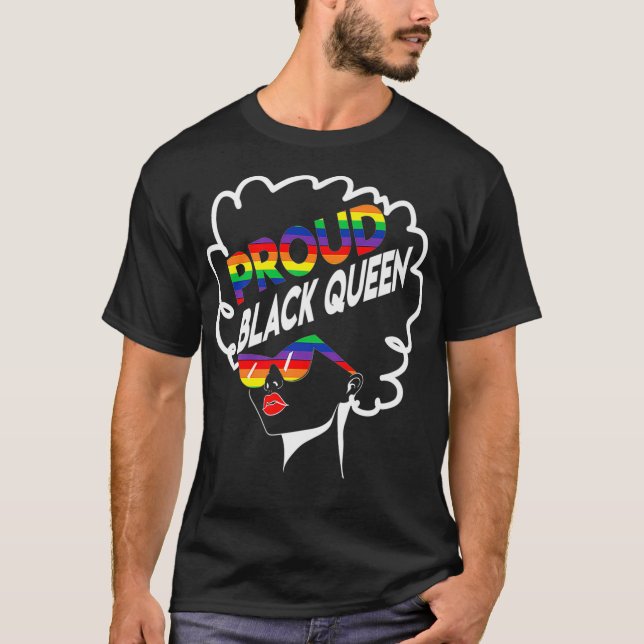 Camiseta Orgulho gay Black Queen Lésbian African American G (Frente)