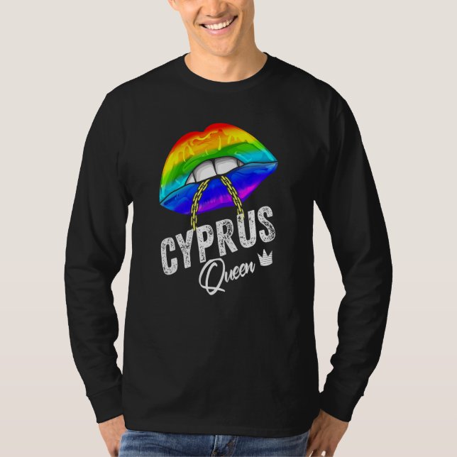 Camiseta Orgulho gay da Rainha de Chipre Lábios Rainbow Men (Frente)