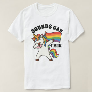 Camiseta Orgulho gay Dabbing Unicorn with Flag