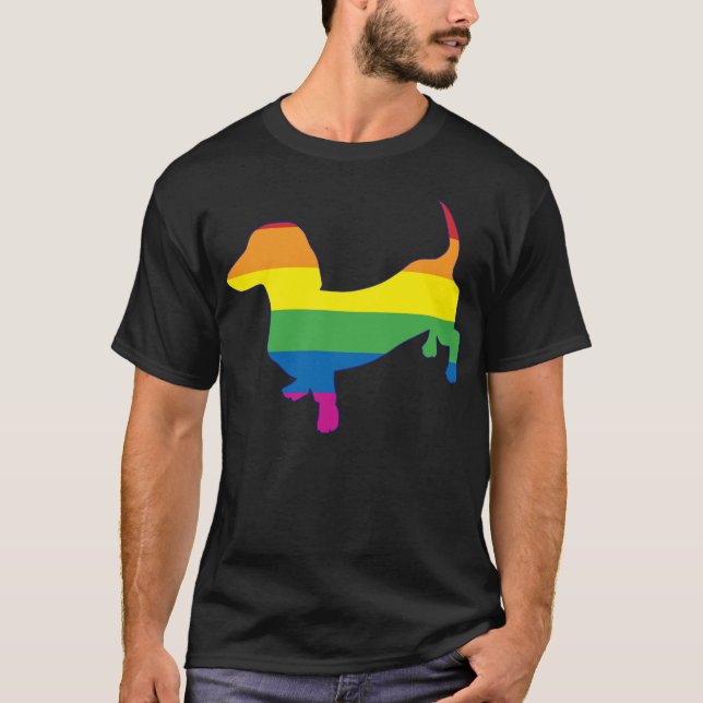 Camiseta Orgulho gay Dachshund/Wiener (Frente)