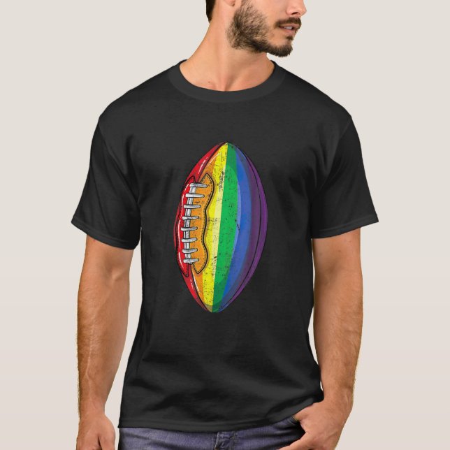 Camiseta Orgulho gay de futebol LGBT Bandeira do arco-íris  (Frente)