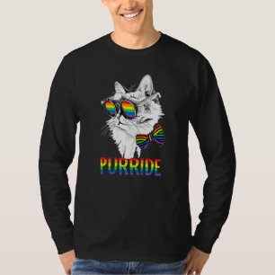 Camiseta Orgulho Gay de Gato Óculos de Sol Arco-íris LGBTQ 