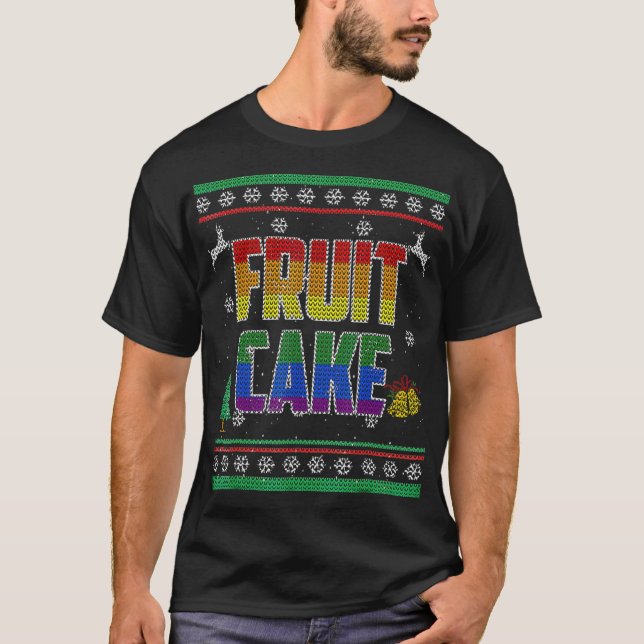 Camiseta Orgulho gay de Natal Feio de Bolo de fruta LGBT (Frente)