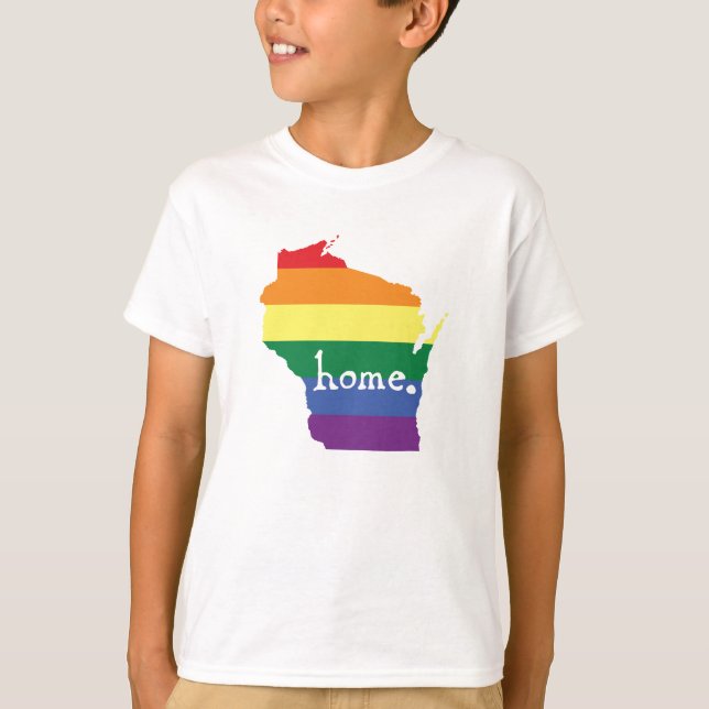 Camiseta Orgulho gay de Wisconsin| Mapa do lar (Frente)